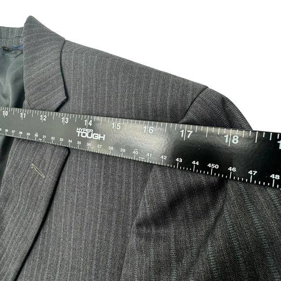BROOKS BROTHERS Mens 43L Charcoal Gray Stripe Wool Blazer Suit Jacket 1818 Italy - Picture 11 of 14